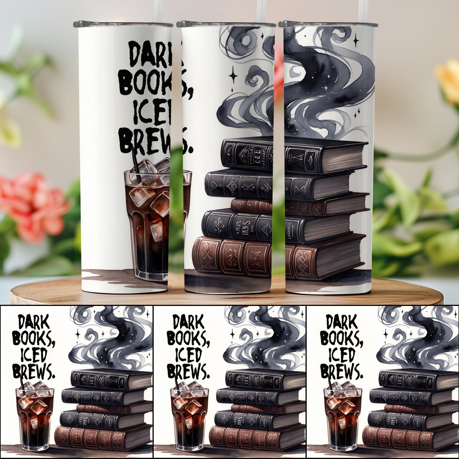 Dark Books Iced Brews Tumblers Unique Drinkware product type