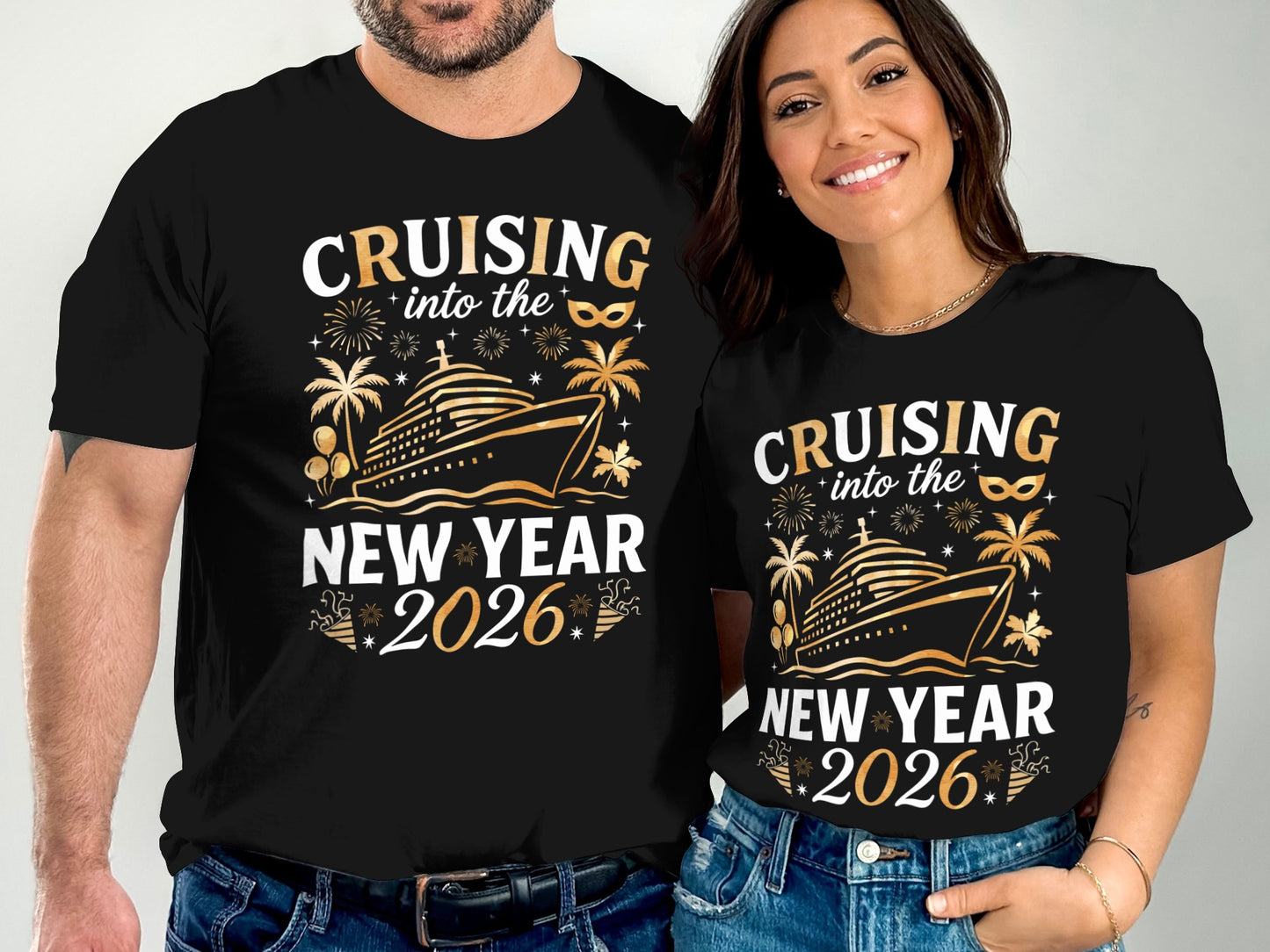 Cruising into the New Year 2026 themed t-shirt product