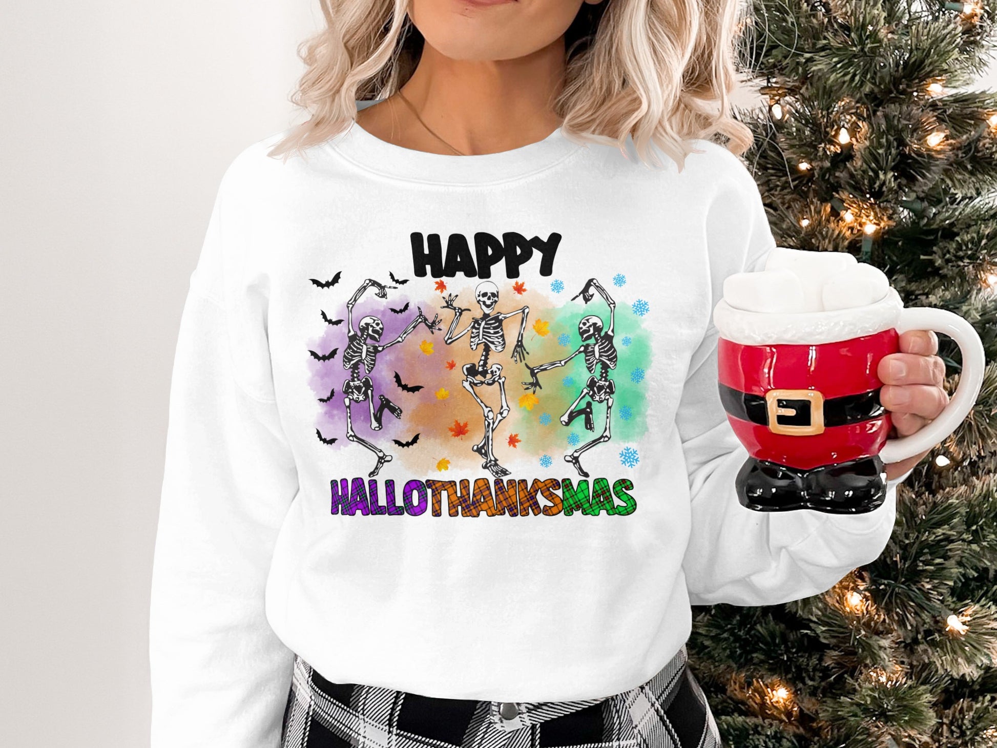 Happy Hallothanksmas Skeleton Dance Sweatshirt