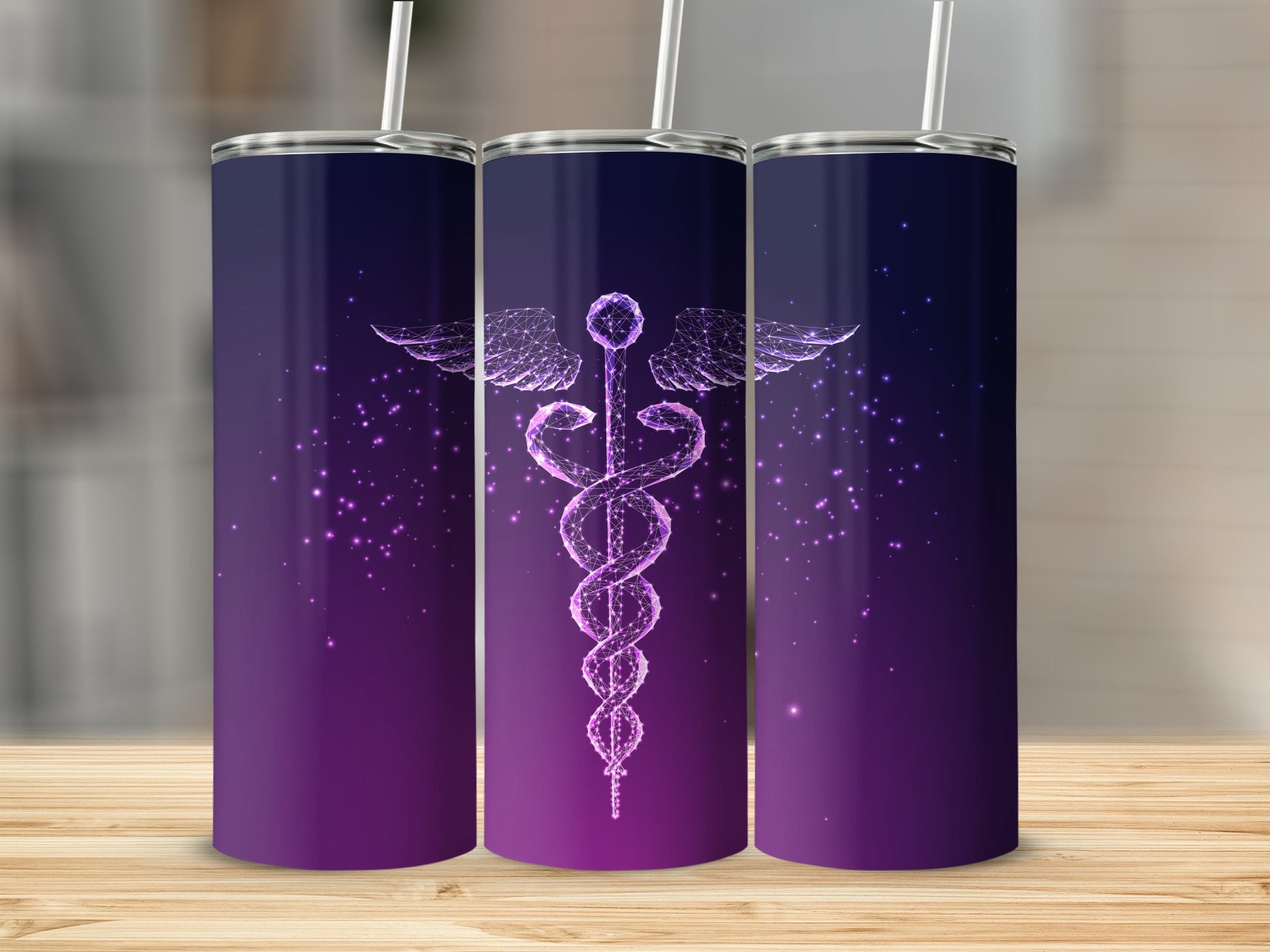 Electric Purple Caduceus Tumbler with Straw product type