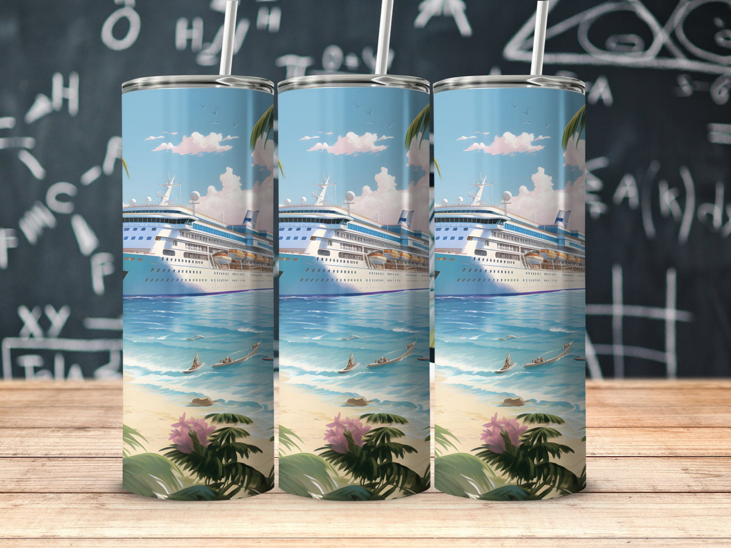 Ocean Cruise Beach Scene Tumbler Art Product
