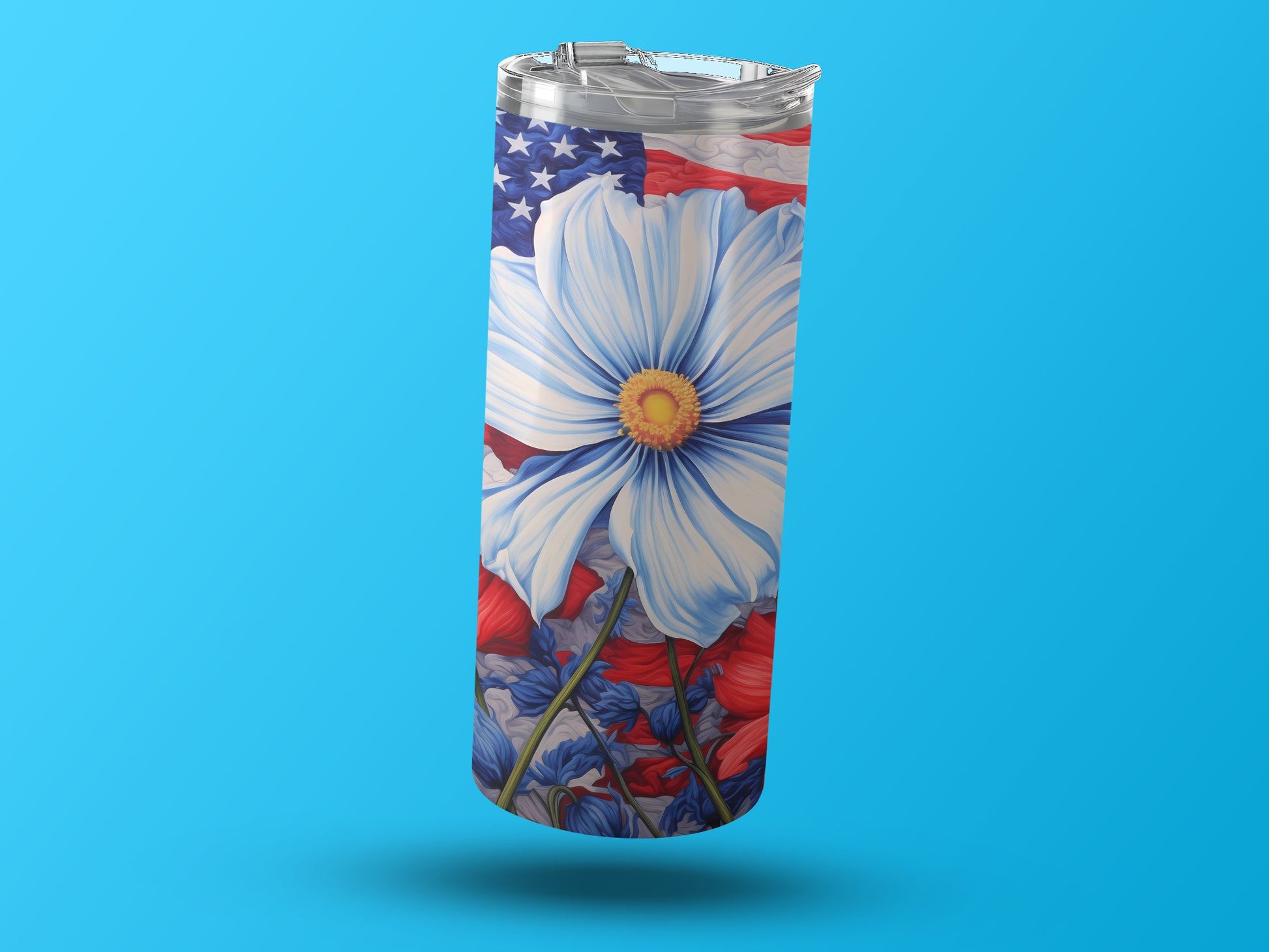 American Flag Flower Design Tumbler Travel Mug product