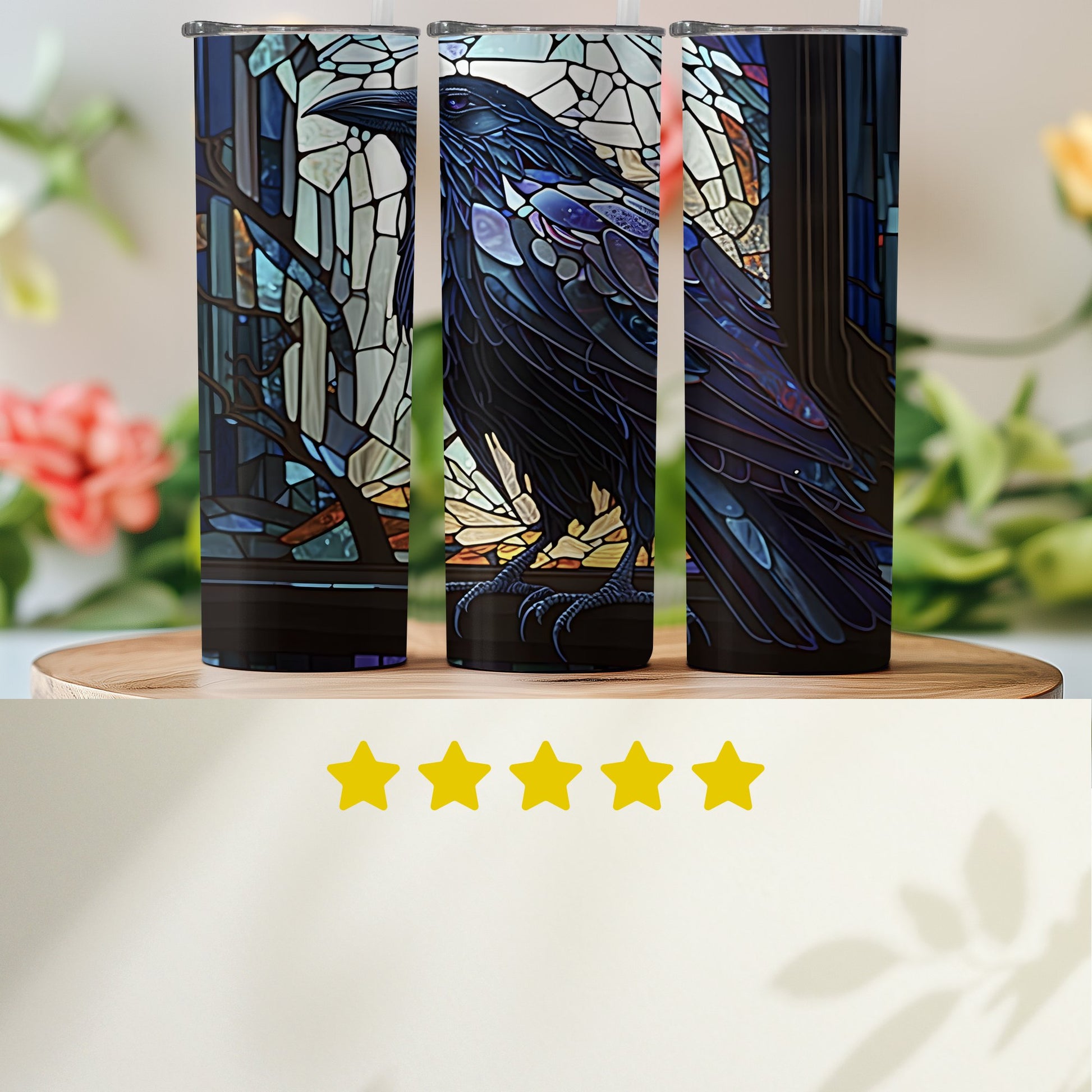 Stained Glass Raven Art Design Tumbler product
