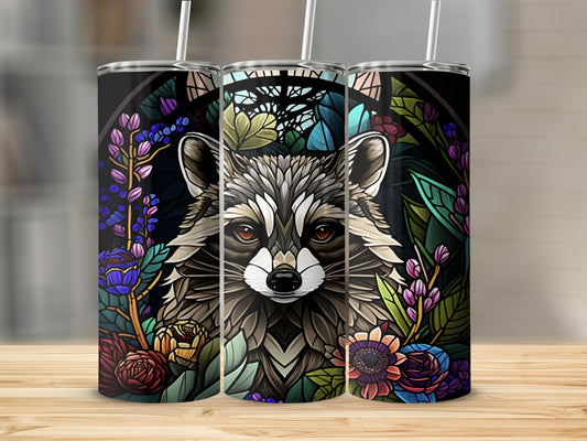 Colorful Raccoon Floral Design Tall Tumbler product