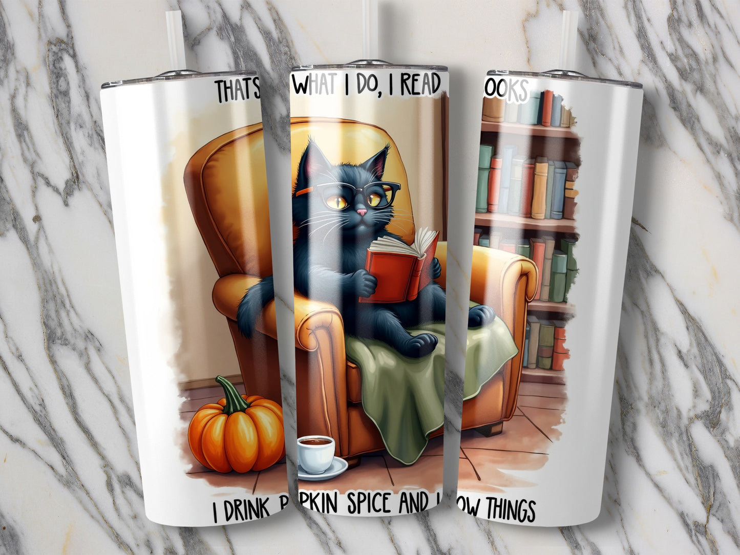 Funny Cat Reading Book Pursuing Knowledge Tumbler