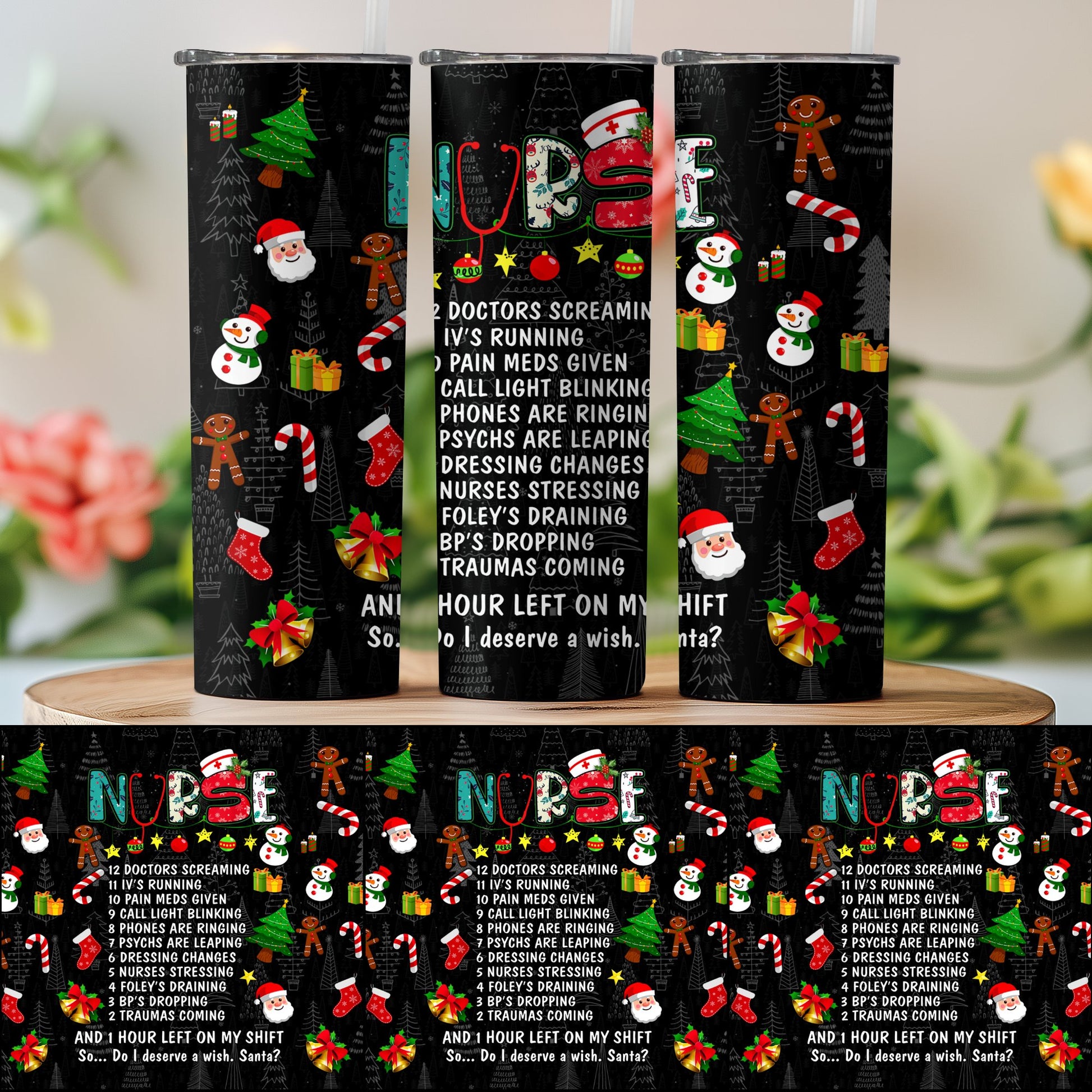 Nurse Christmas Decorated Tumblers Cute Product