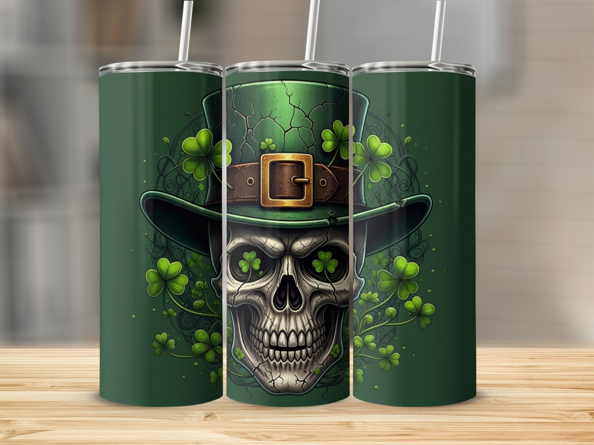 Shamrock Skull St Patrick's Day Tumbler Flask