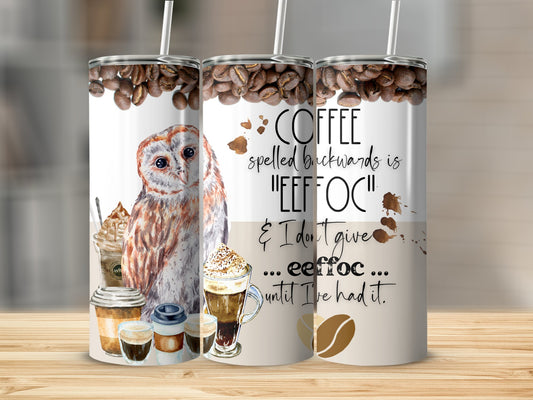 Owl and Coffee Theme Tumbler Thermal Flask product