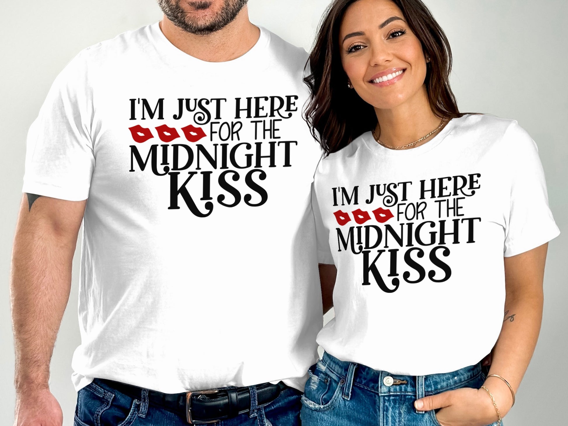 I'm Just Here for the Midnight Kiss Couple Shirt
