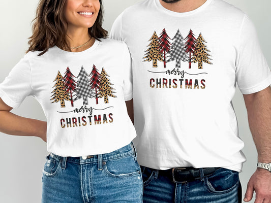 Merry Christmas Graphics on White T-Shirt