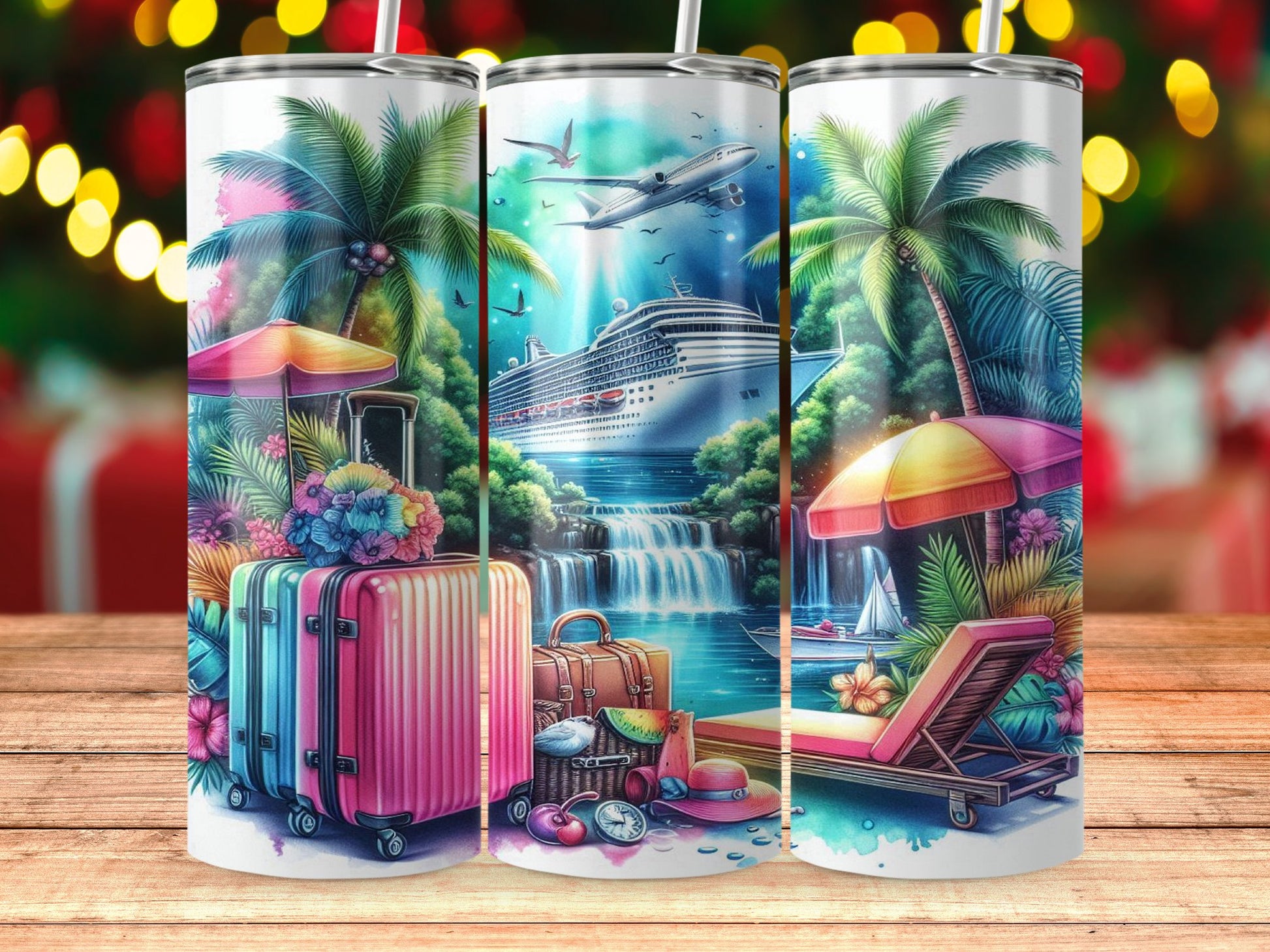 Tropical Paradise Vacation Scene Tumbler product