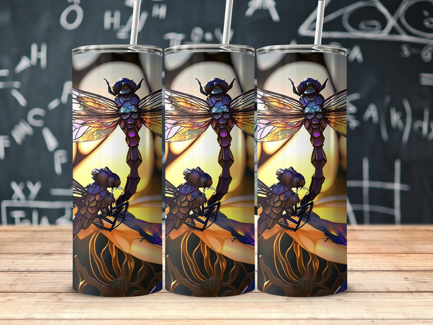 Colorful Dragonfly Themed Insulated Tumbler product