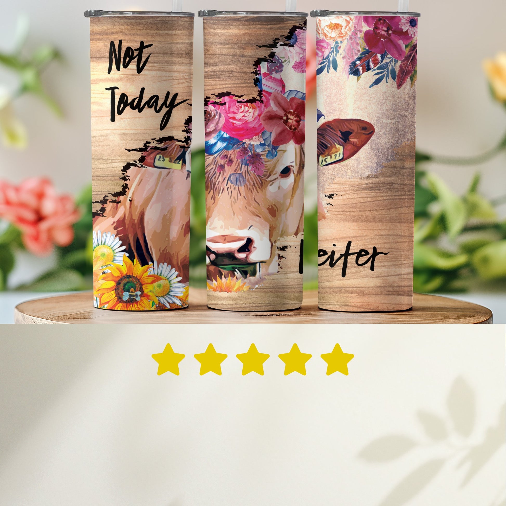 Floral Cow Design Tumblers Vibrant Beverage Holder product
