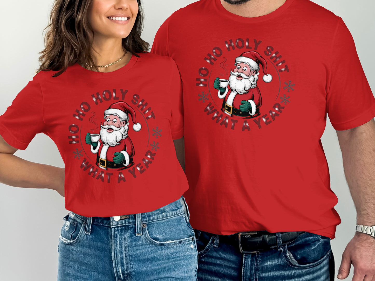 No Ho Holy Shit What A Year Santa Claus Design T Shirt