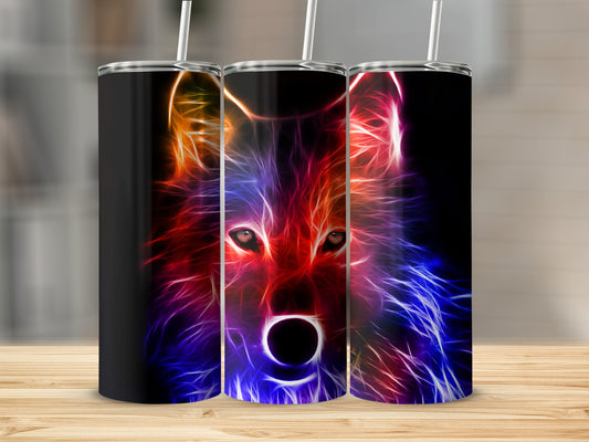 Colorful Neon Wolf Illustration Tumbler product
