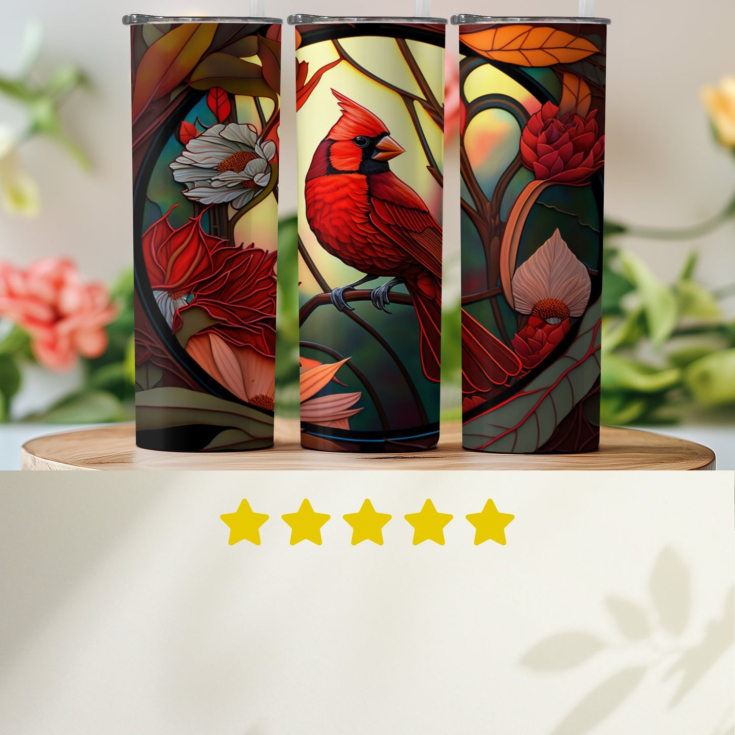 Colorful Floral Cardinal Artwork Insulated Tumbler product