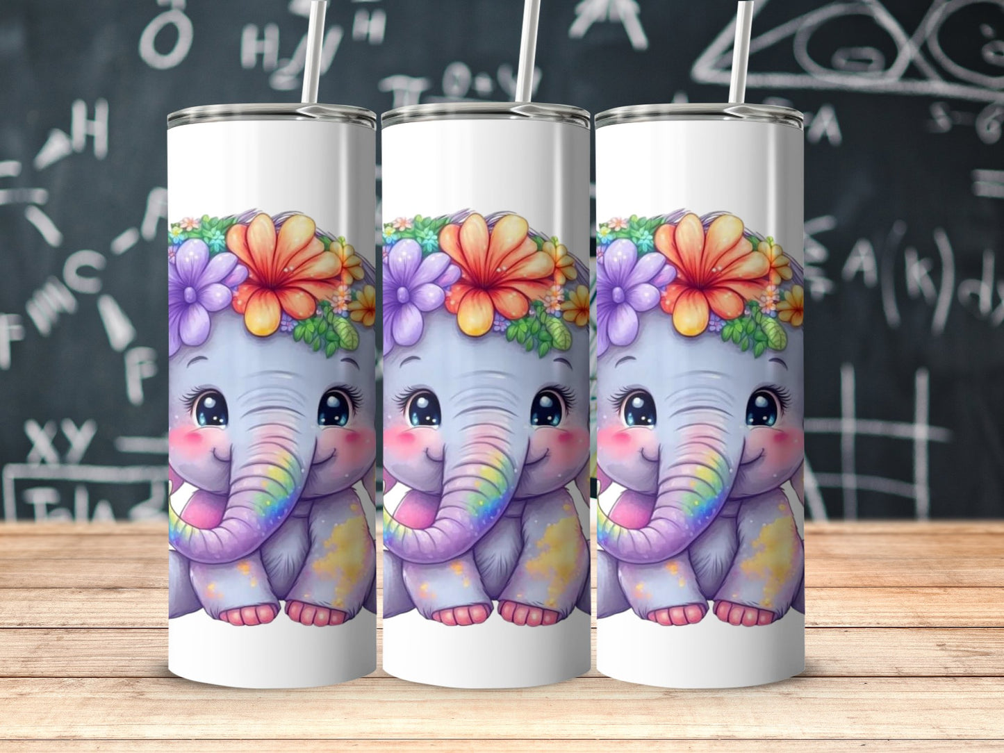 Cute Baby Elephant with Flowers Drinkware Product