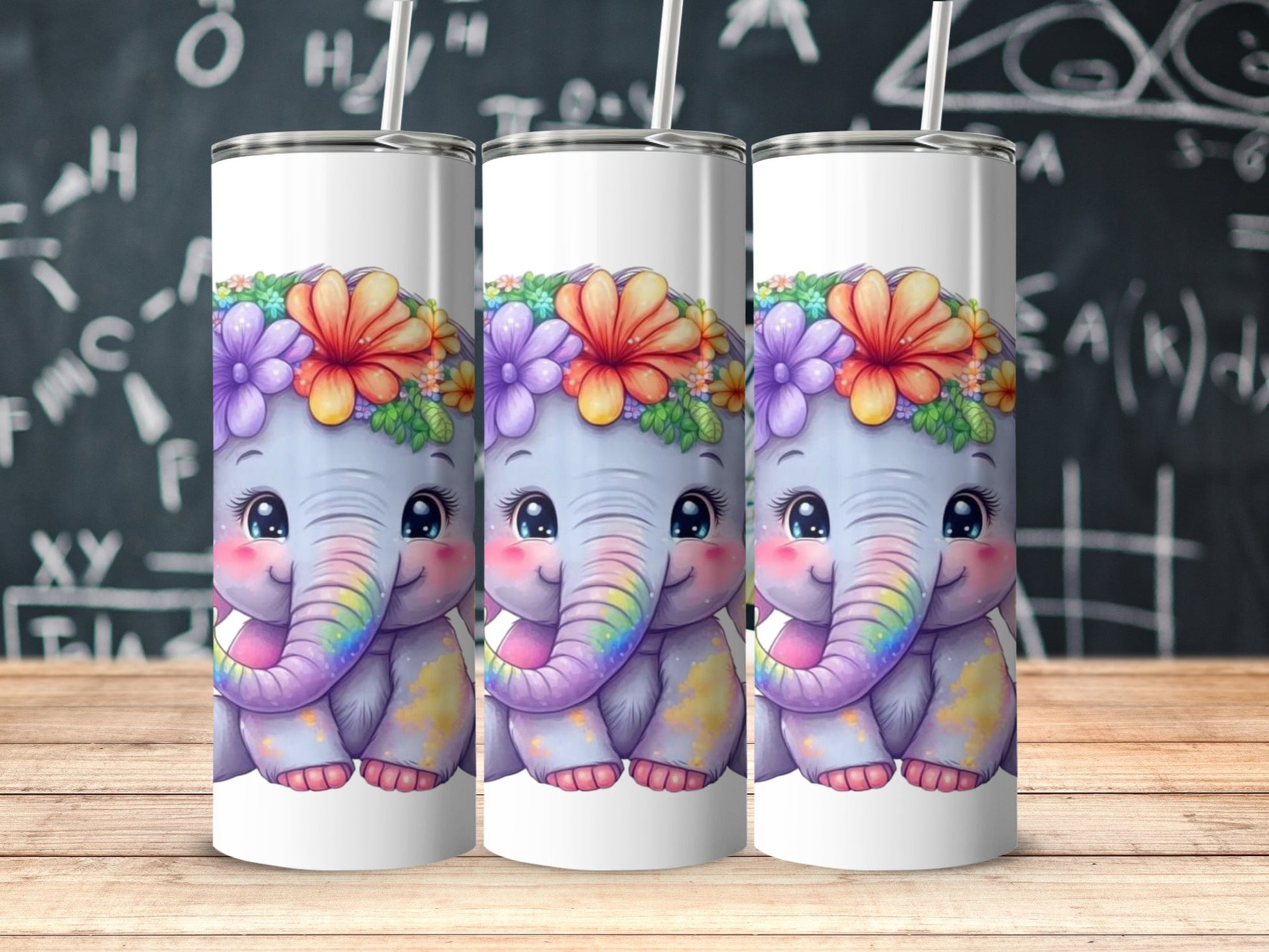 Cute Baby Elephant with Flowers Drinkware Product