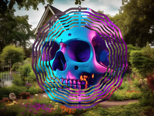 3D Skull Spooky Halloween 3 Wind Spinner