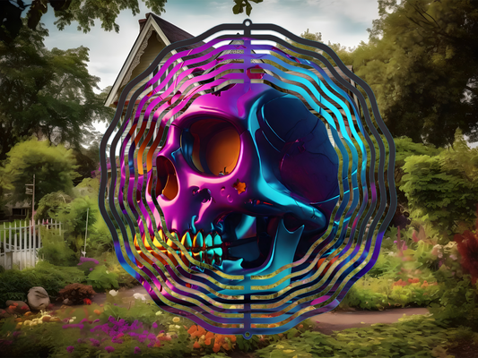 3D Skull Spooky Halloween 4 Wind Spinner