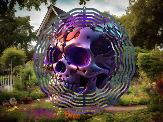3D Skull Spooky Halloween 6 Wind Spinner