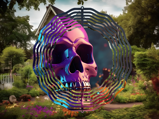 3D Skull Spooky Halloween 7 Wind Spinner