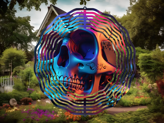 3D Skull Spooky Halloween 8 Wind Spinner