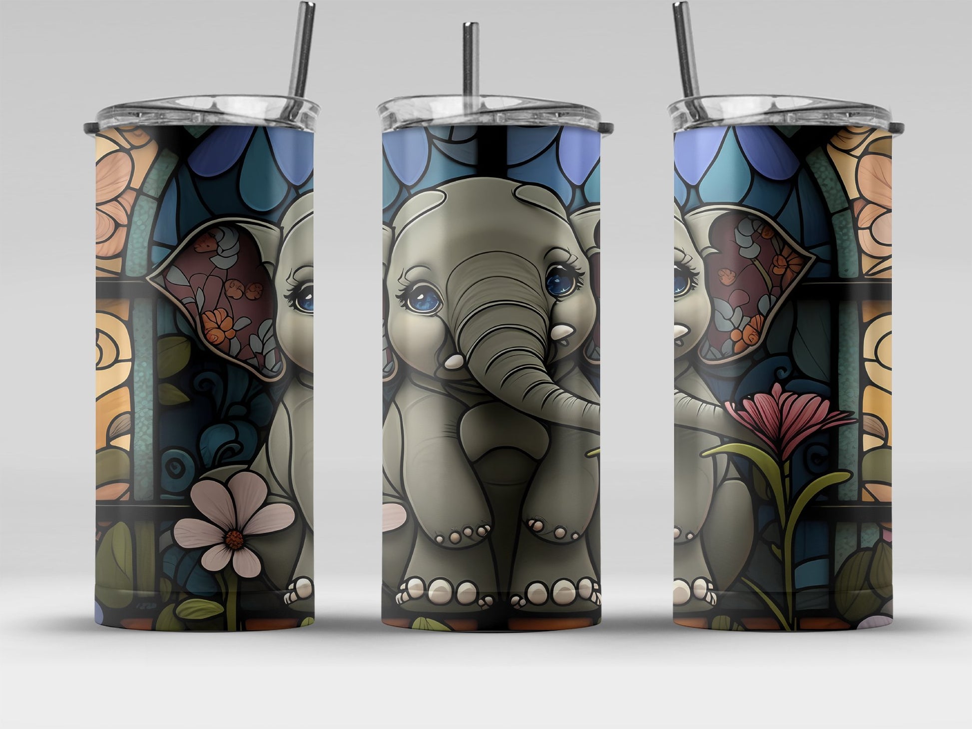 Adorable Elephant Stained Glass Print Tumbler product