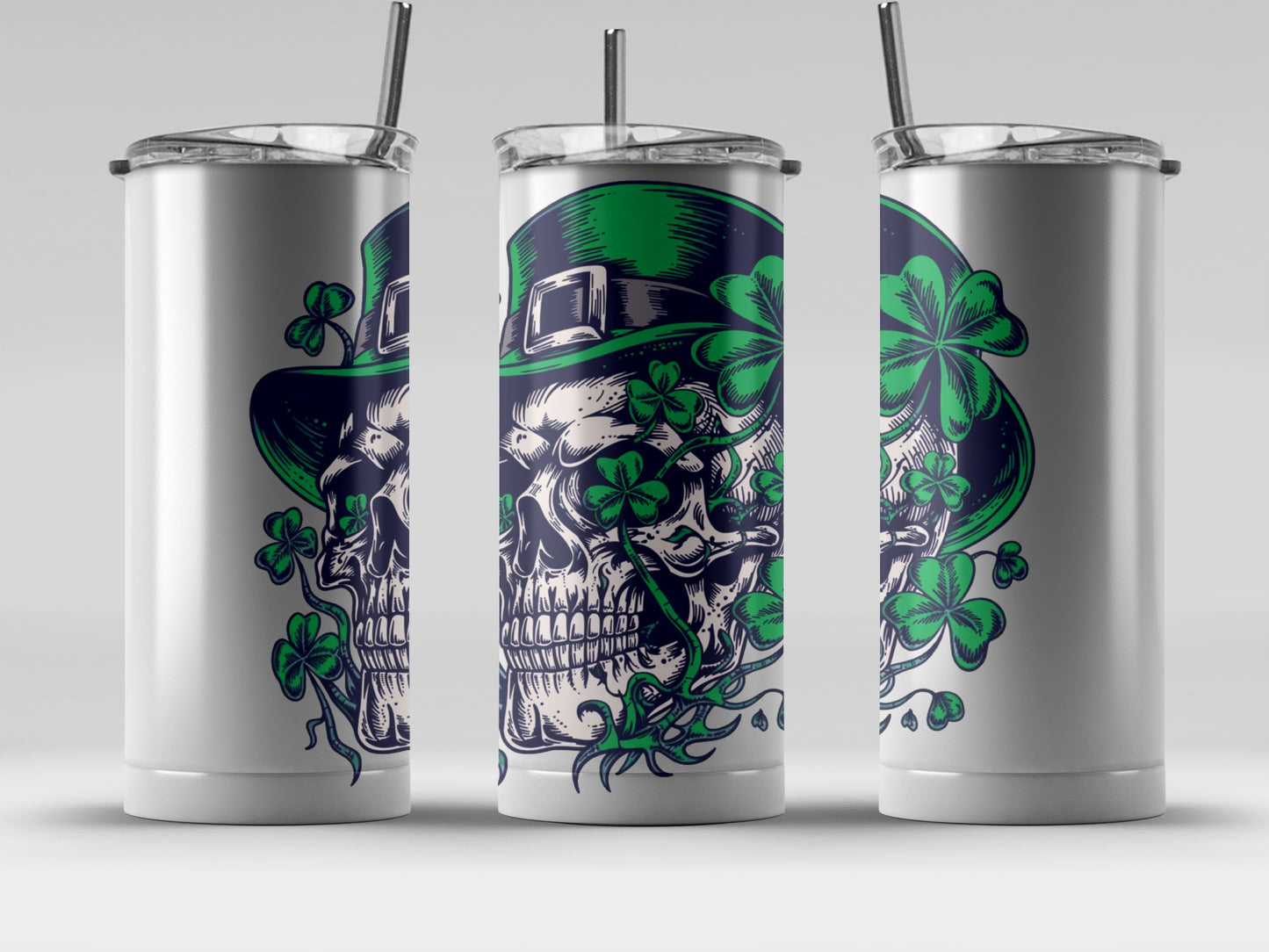 Skull with Clover and Hat St. Patrick's Day tumbler
