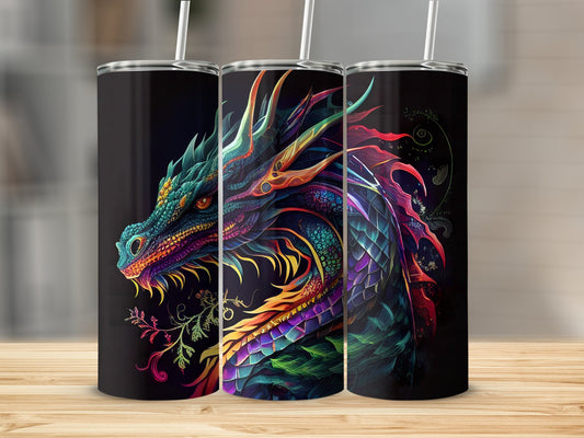 Colorful Dragon Art Print Black Stainless Steel Tumbler product