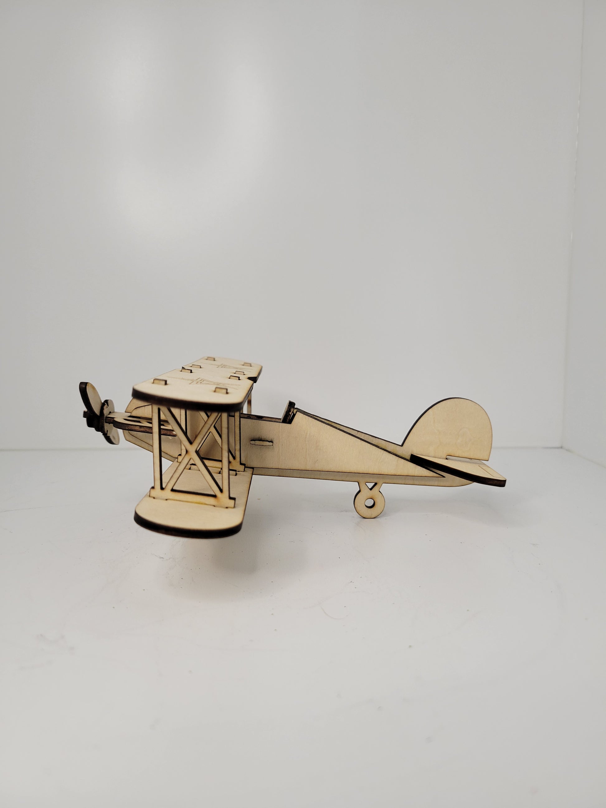 Vintage Wooden Biplane Model Kit for Hobbyists
