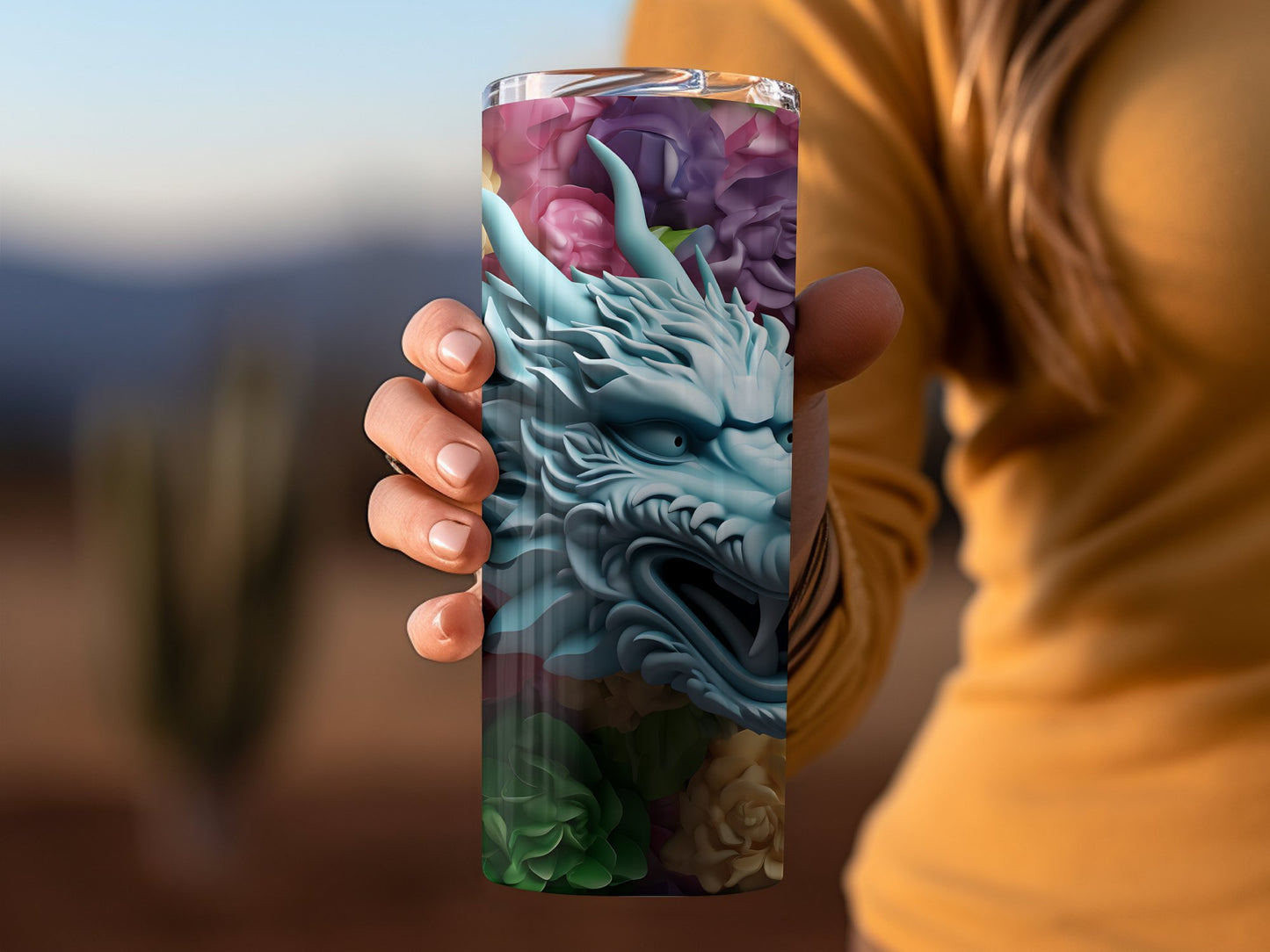Intricately Designed Dragon Themed Tall Tumbler product