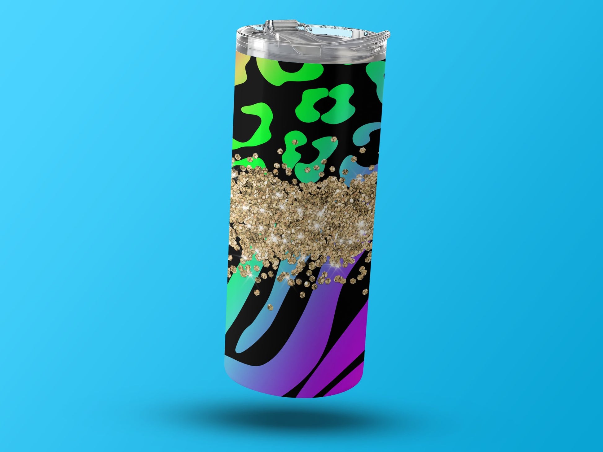 Colorful Animal Print Tumbler With Glitter Design product type