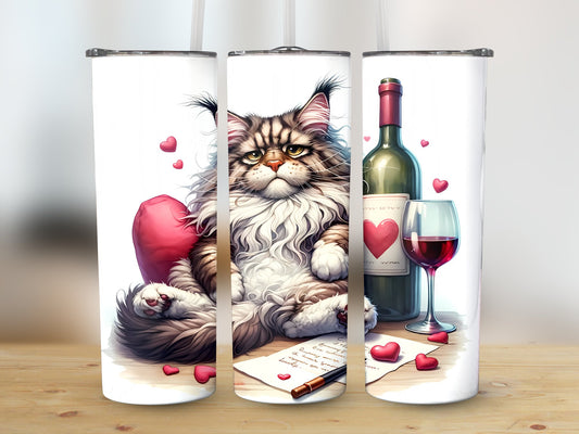 Cranky Cat Wine Lover (Valentine Tumbler)