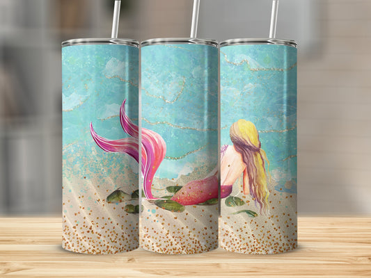 Mermaid with Ocean Background Tumbler product