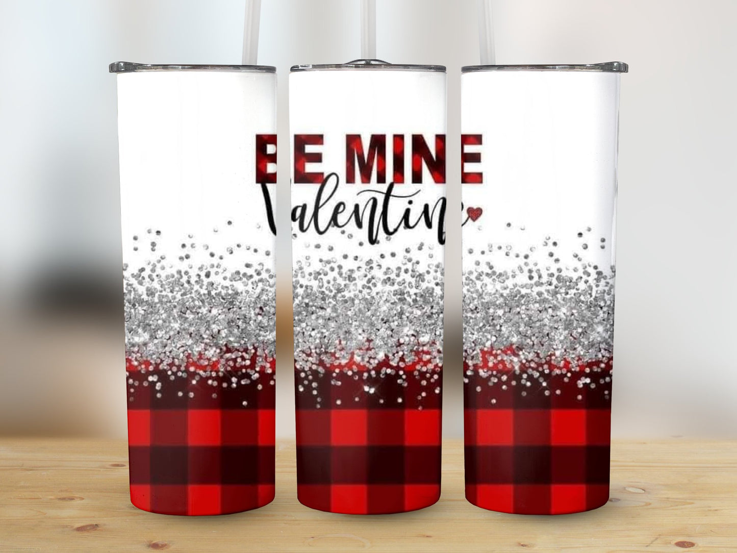 Be Mine Valentine Red Plaid (Valentine Tumbler)