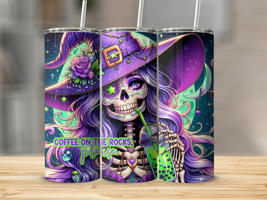Purple Skeleton Witch Coffee On The Rocks Tumbler product