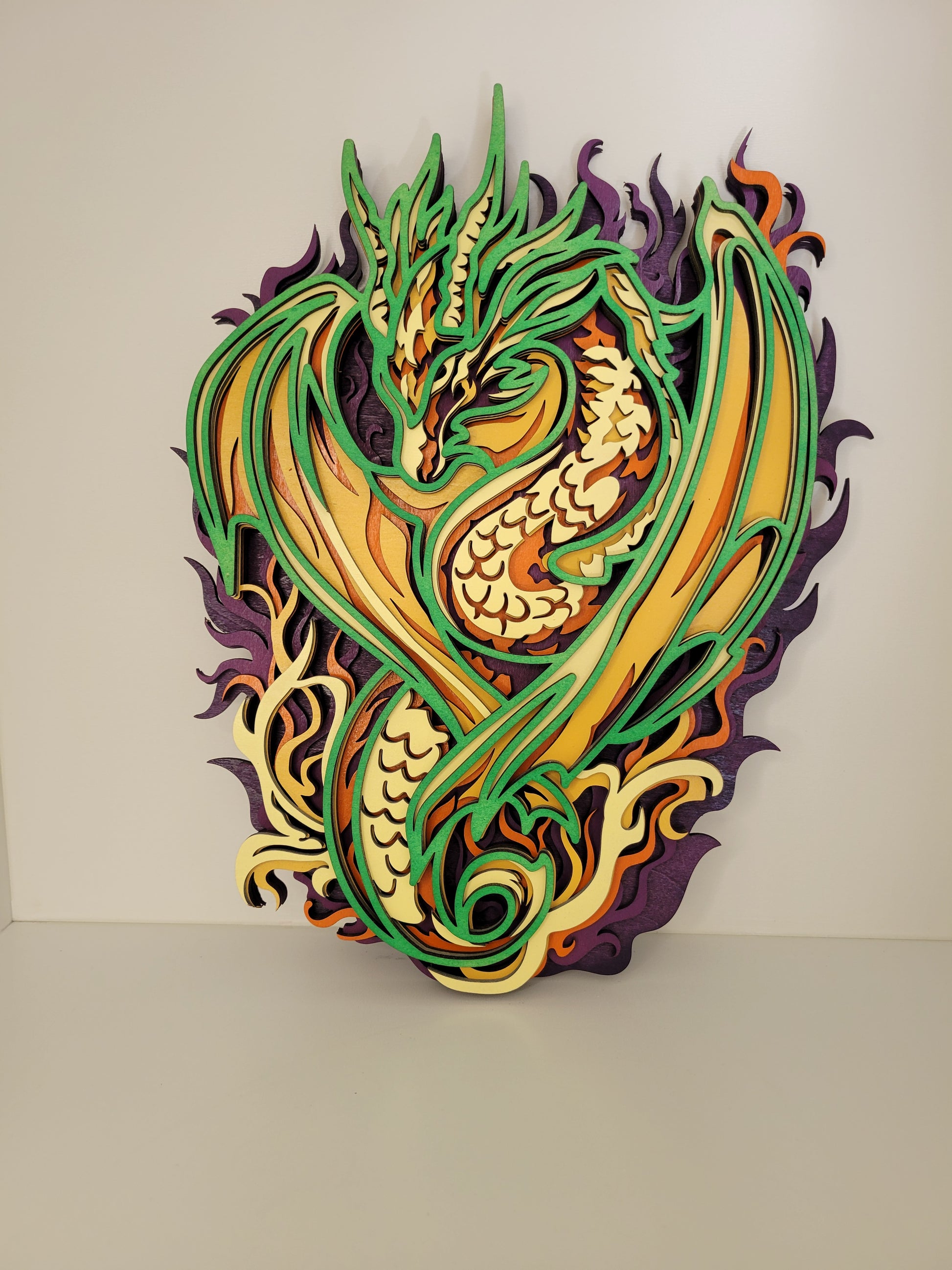 Vibrant Multicolored Dragon Wall Art Decor Piece