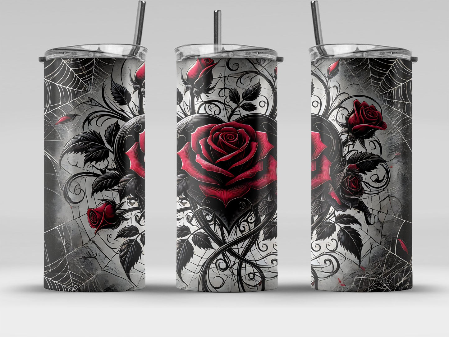 Gothic Rose and Spider Web Tumbler Drinkware product type