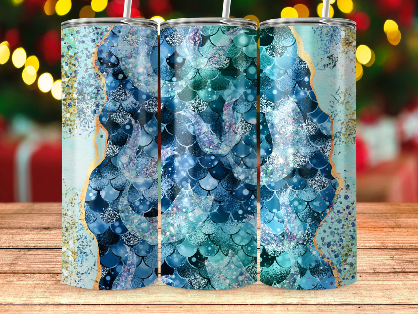 Mermaid Scales Pattern Glitter Tumbler product