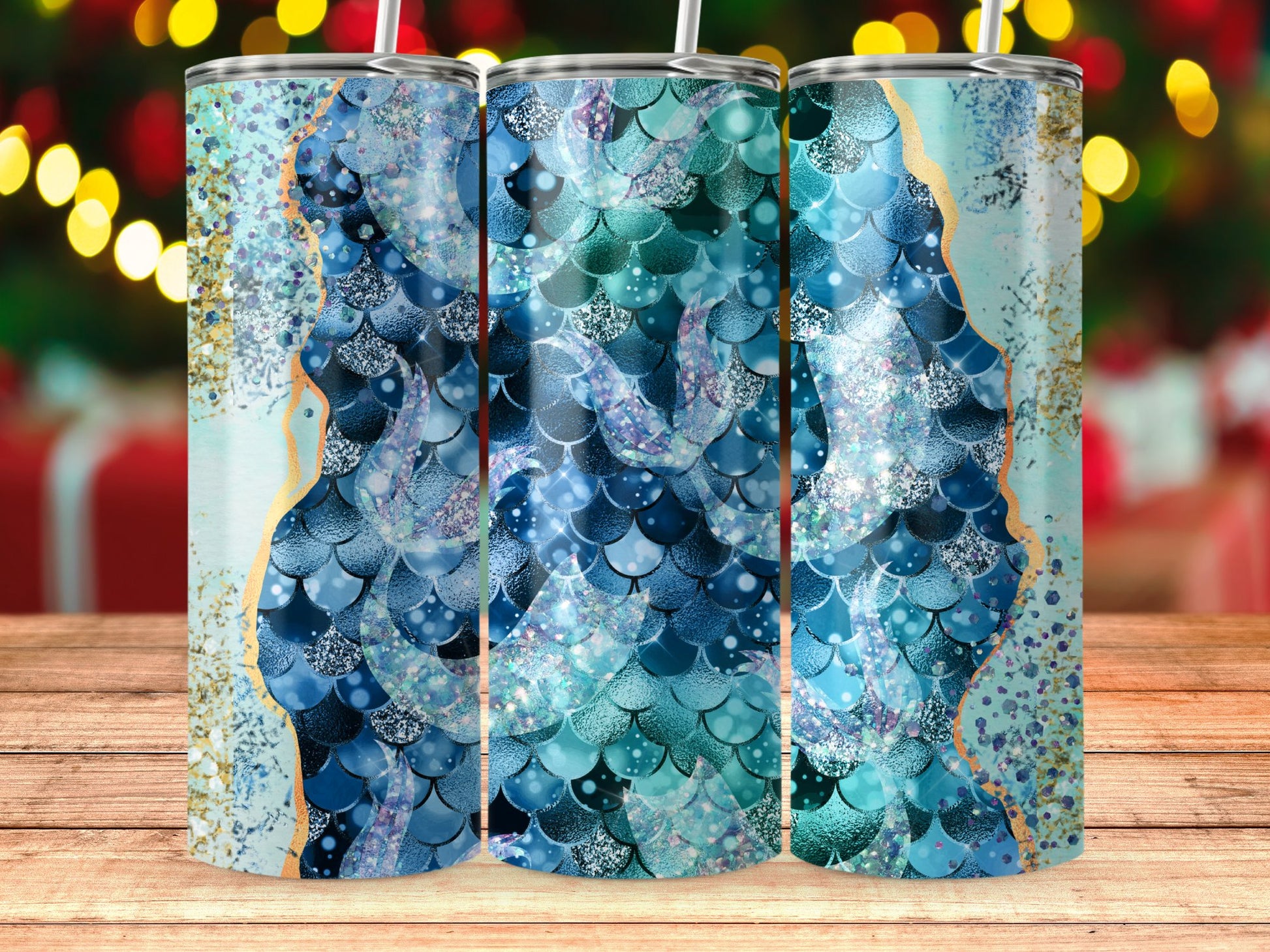 Mermaid Scales Pattern Glitter Tumbler product