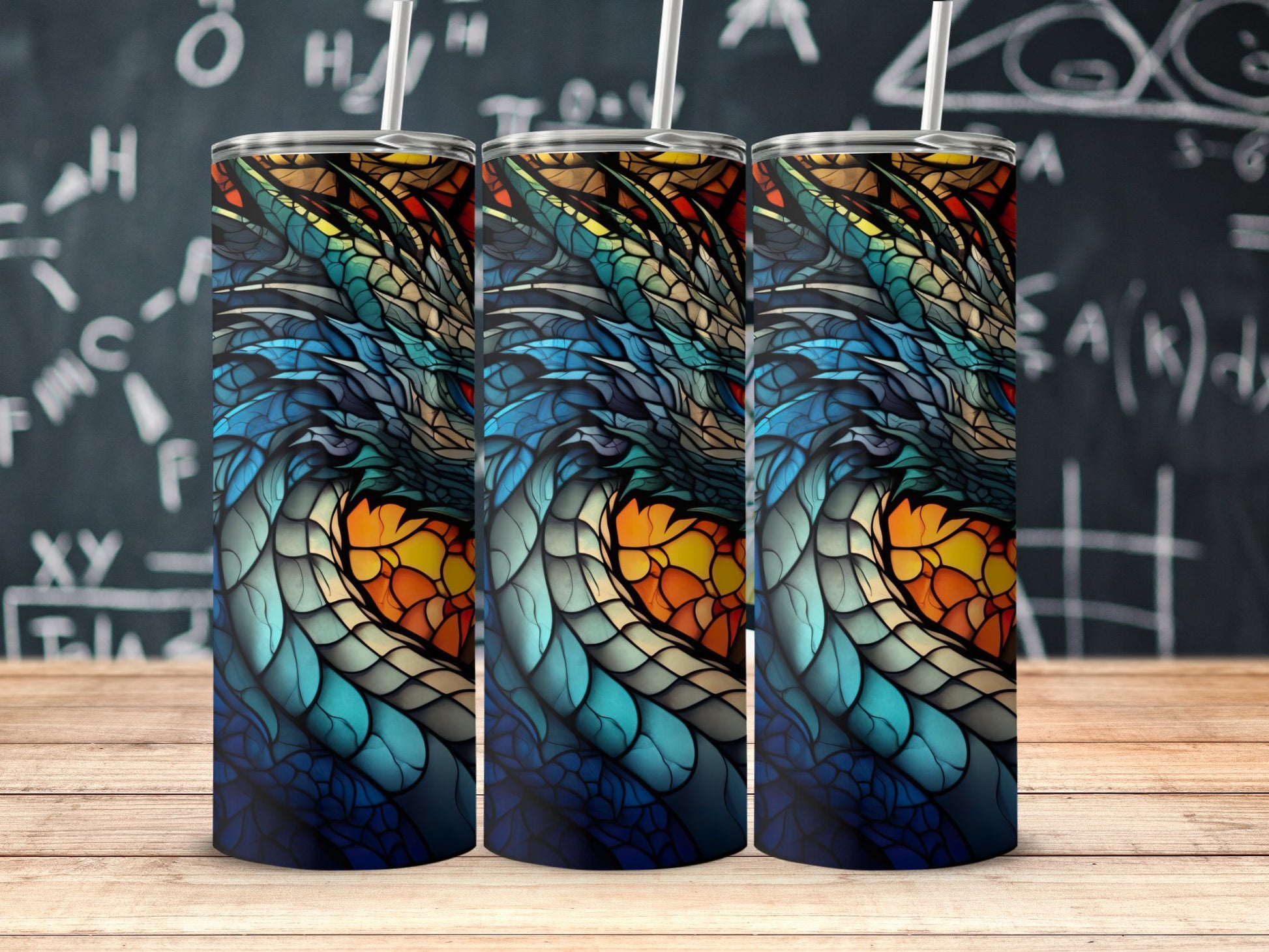 Dragon Stained Glass Style Tumbler Cup Gift Product