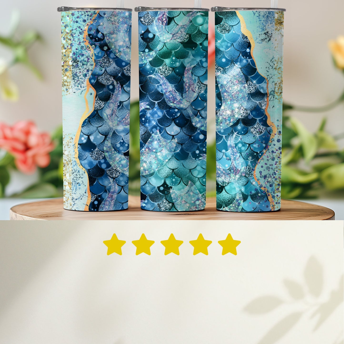 Colorful Mermaid Tail Design Stainless Steel Tumbler product