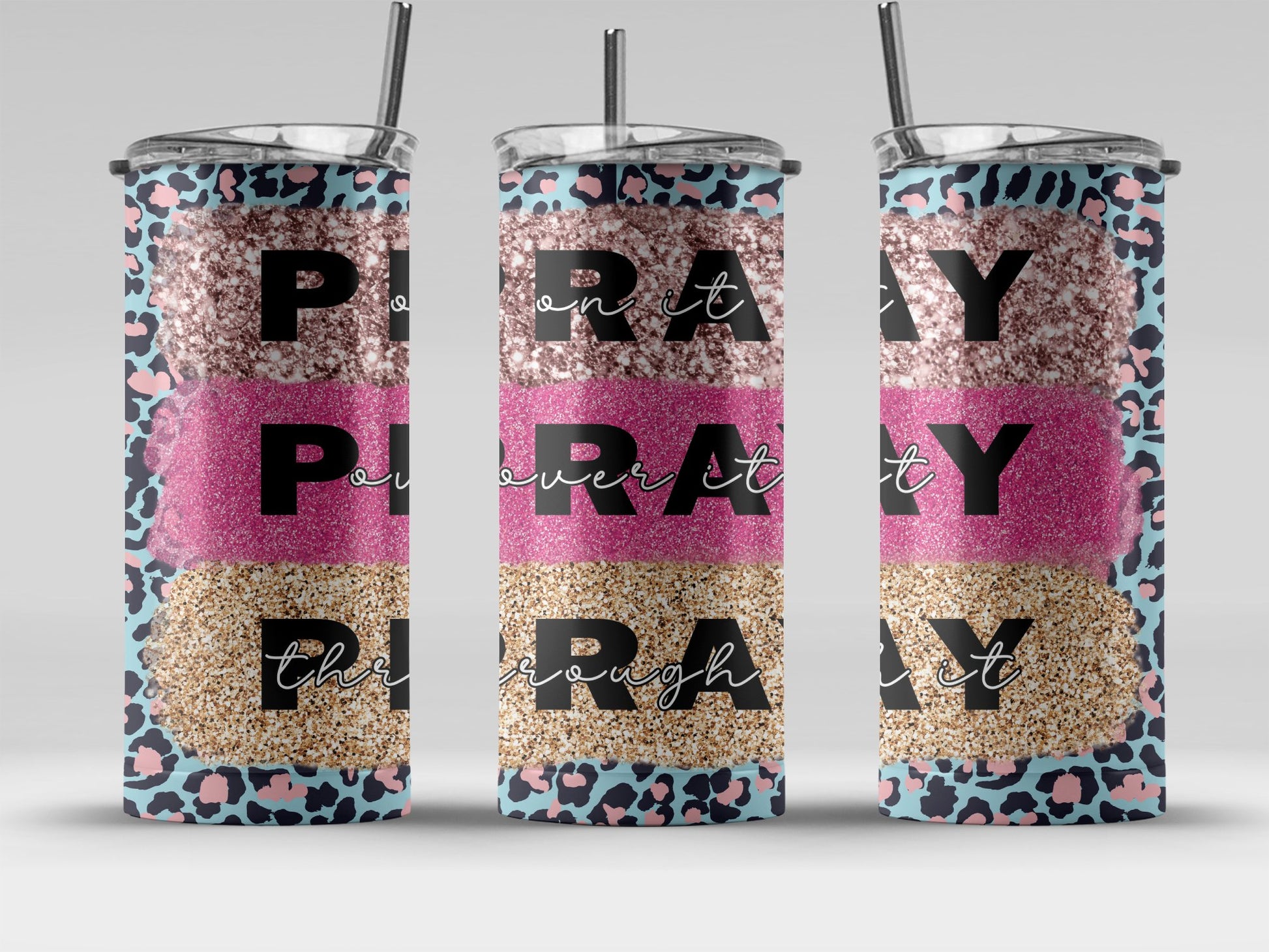 Pray Pray Pray Leopard Print Tumbler product