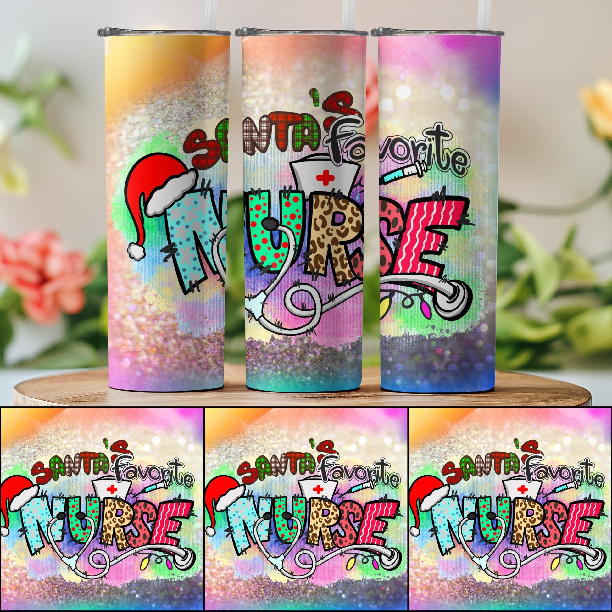 Santa Favorite Nurse Colorful Tumbler product