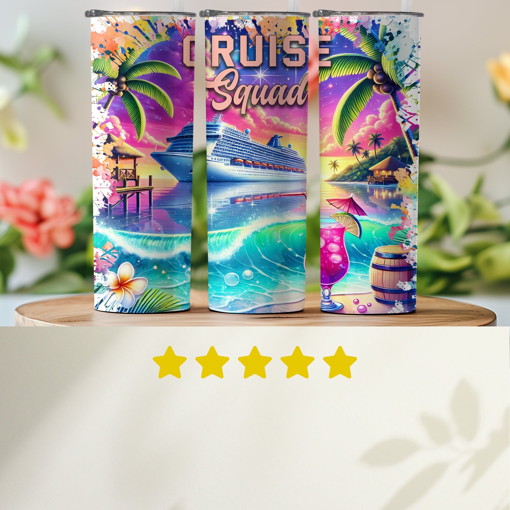 Colorful Beach and Cruise Squad Design Tumbler product