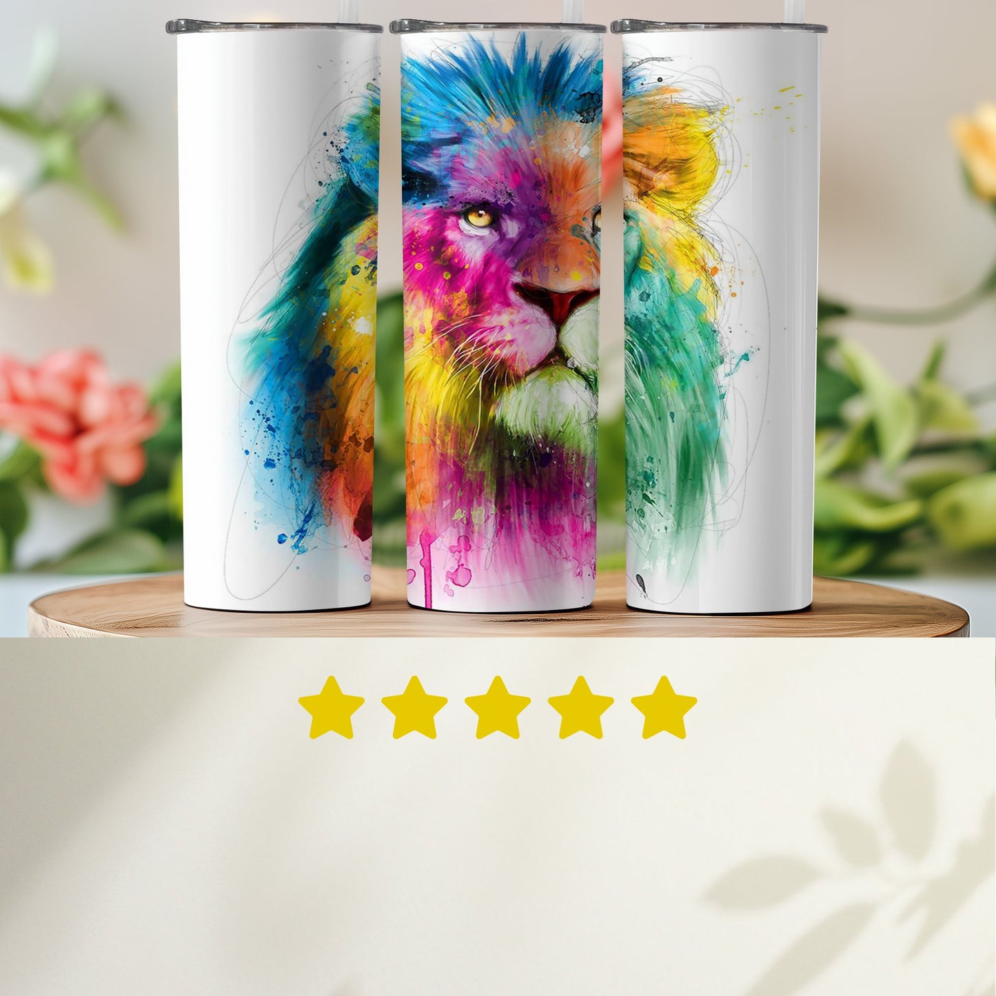 Colorful Lion Art Insulated Tumbler with Five Stars product