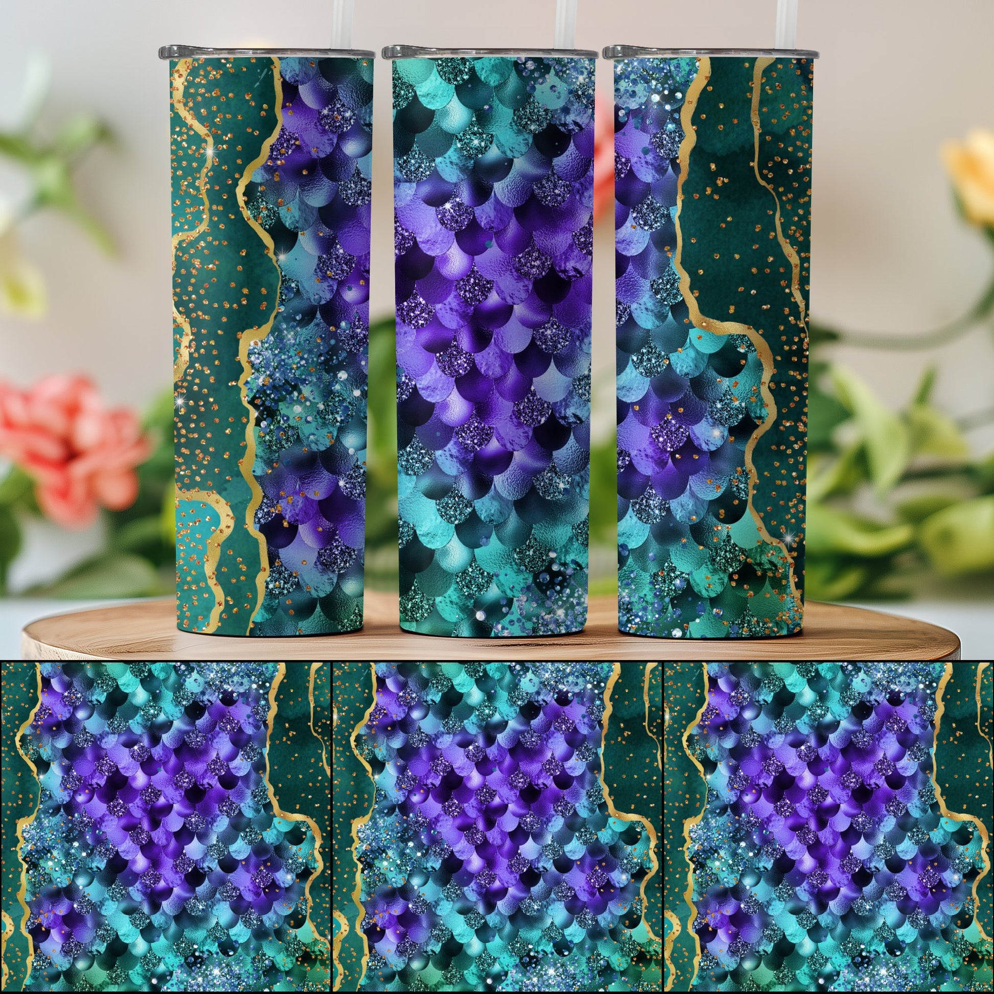 Purple Teal Scales Abstract Design Tumbler product type