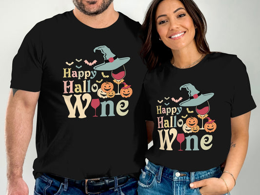 Happy HalloWine Graphic Tee Festive Halloween Product