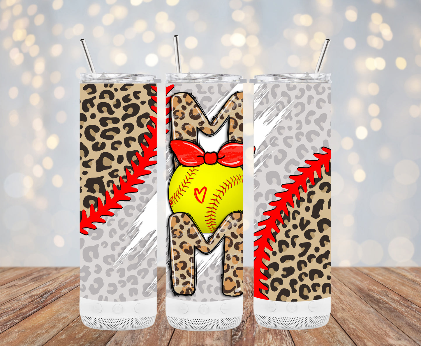 Softball Mom Leopard Tumbler